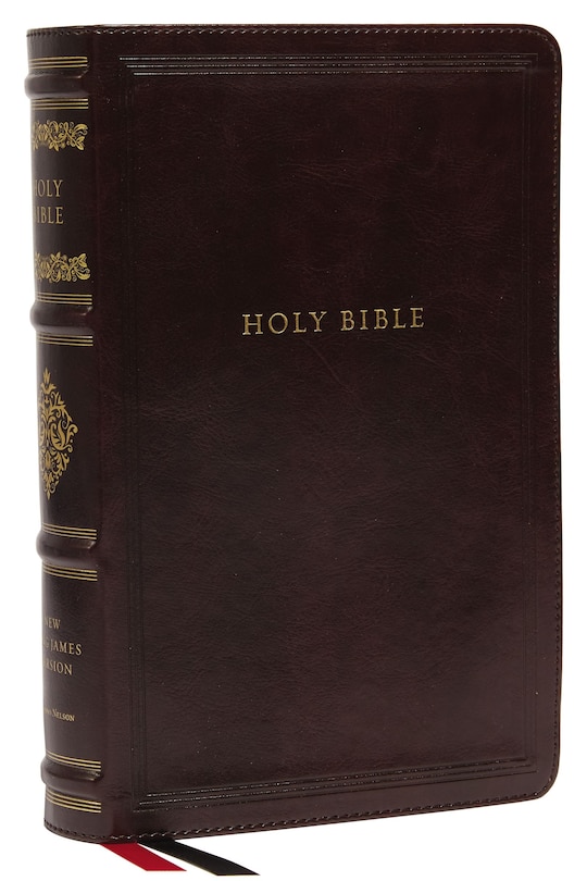 Front cover_Nkjv, Personal Size Reference Bible, Sovereign Collection, Leathersoft, Brown, Red Letter, Thumb Indexed, Comfort Print
