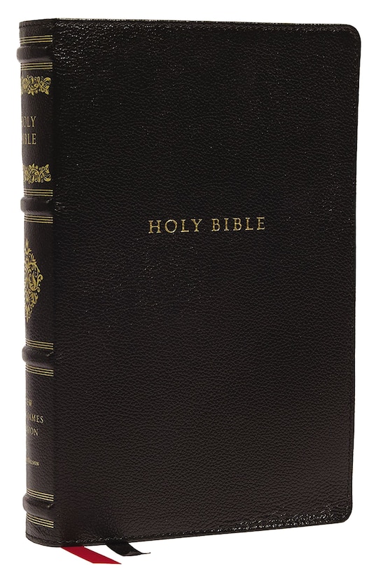 Couverture_Nkjv, Personal Size Reference Bible, Sovereign Collection, Genuine Leather, Black, Red Letter, Thumb Indexed, Comfort Print
