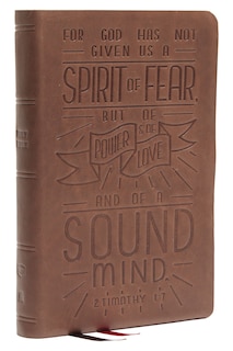 Front cover_Nkjv, Personal Size Reference Bible, Verse Art Cover Collection, Genuine Leather, Brown, Red Letter, Thumb Indexed, Comfort Print