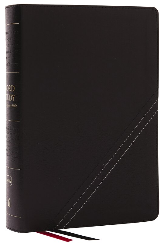 Front cover_Nkjv, Word Study Reference Bible, Bonded Leather, Black, Red Letter, Thumb Indexed, Comfort Print