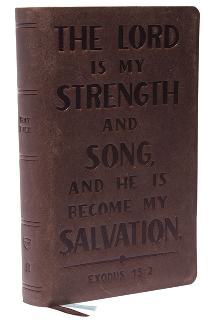 Front cover_KJV Holy Bible: Personal Size with Cross References, Brown Genuine Leather, Red Letter, Comfort Print (Thumb Indexed): King James Version (Verse Art Cover Collection)