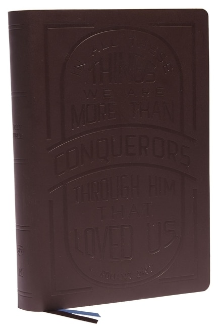 Front cover_KJV Holy Bible: Large Print with 53,000 Cross References, Brown Genuine Leather, Red Letter, Comfort Print (Thumb Indexed): King James Version (Verse Art Cover Collection)