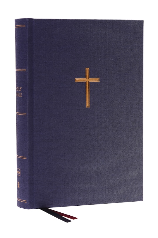Front cover_Nkjv, Single-column Wide-margin Reference Bible, Cloth Over Board, Blue, Red Letter, Comfort Print