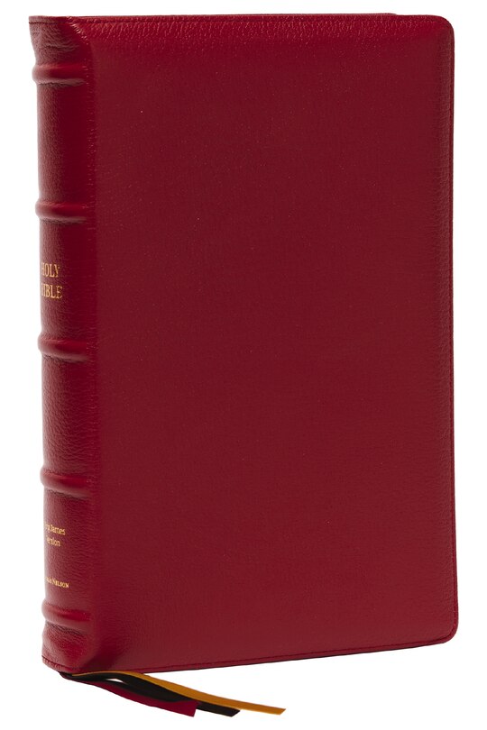 Front cover_KJV Holy Bible: Large Print Single-Column with 43,000 End-of-Verse Cross References, Red Goatskin Leather, Premier Collection, Personal Size, Thumb Indexed: King James Version