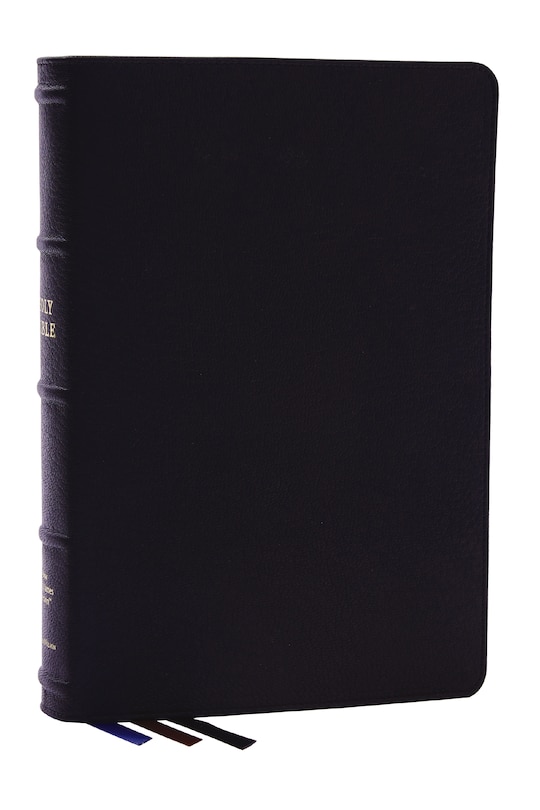Front cover_NKJV, Large Print Thinline Reference Bible, Blue Letter, Maclaren Series, Genuine Leather, Black, Comfort Print