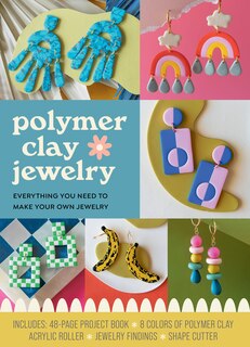 Polymer Clay Jewelry Kit: Everything You Need to Make Your Own Jewelry – Includes: 48-page Project Book, 8 Colors of Polymer Clay, Acrylic Roller, Jewelry Findings, Shape Cutters