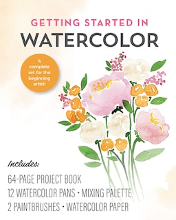 Getting Started in Watercolor kit: A complete set for the beginning artist! Includes: 64-page Project Book, 12 Watercolor Pans, Mixing Palette, 2 Paintbrushes, Watercolor Paper