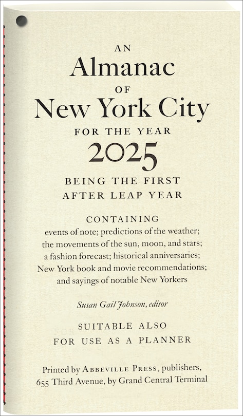 Front cover_An Almanac of New York City for the Year 2025