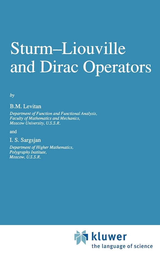 Front cover_Sturm--Liouville and Dirac Operators