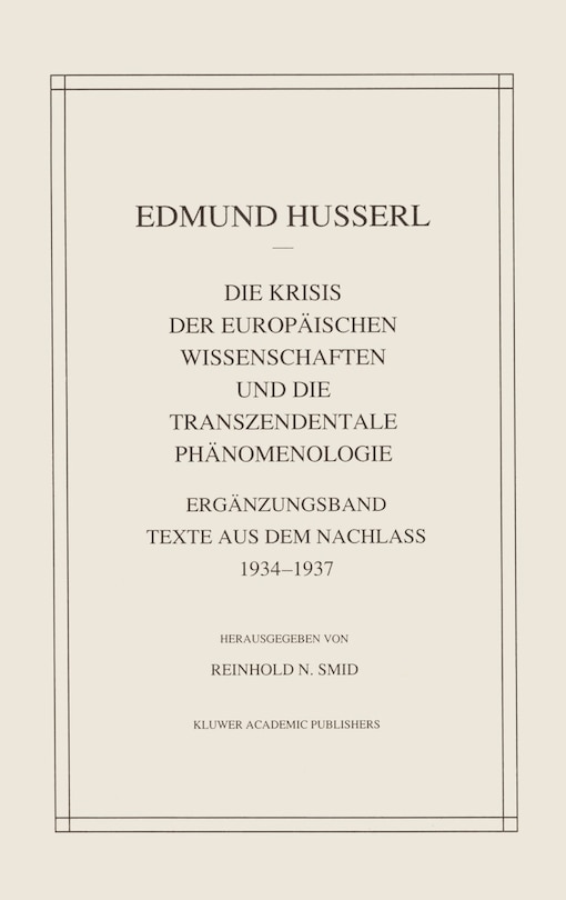 Front cover_Die Krisis Der Europäischen Wissenschaften Und Die Transzendentale Phänomenologie