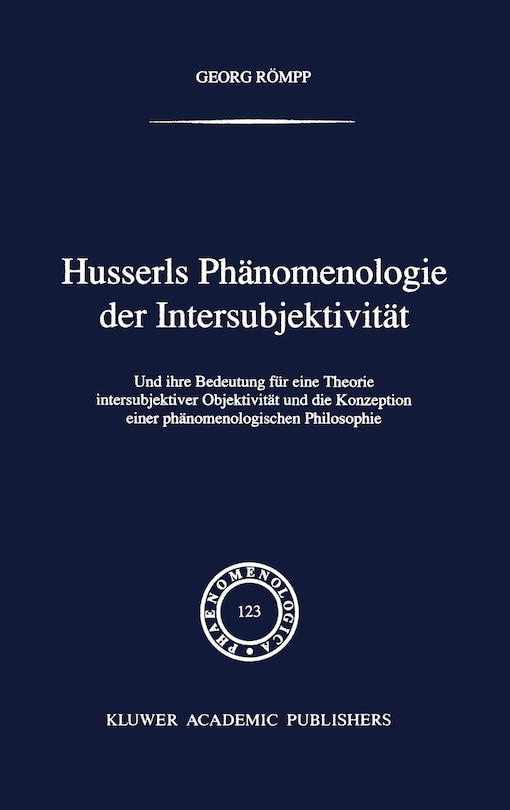 Front cover_Husserls Phänomenologie Der Intersubjektivität
