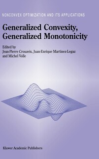 Front cover_Generalized Convexity, Generalized Monotonicity: Recent Results