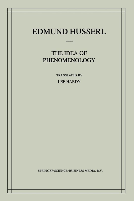 Front cover_The Idea Of Phenomenology