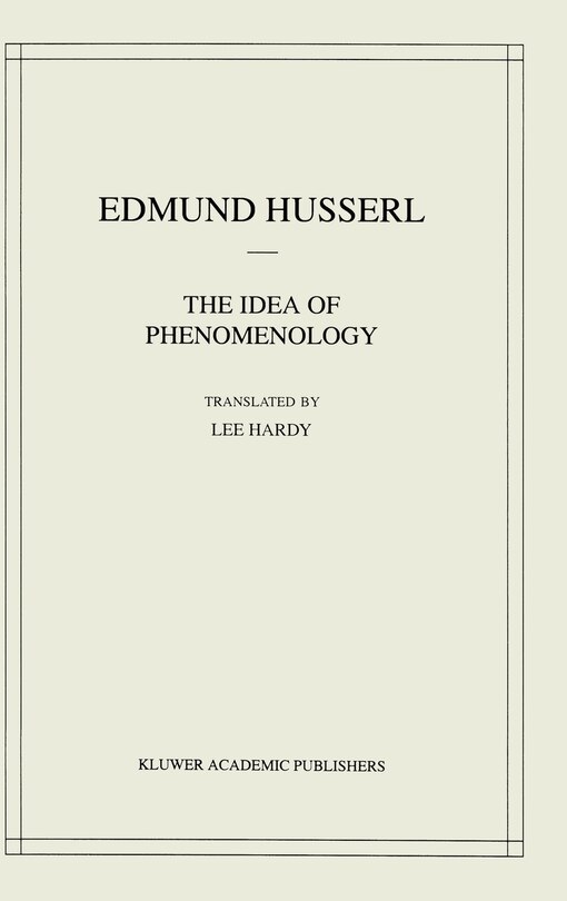 Front cover_The Idea Of Phenomenology