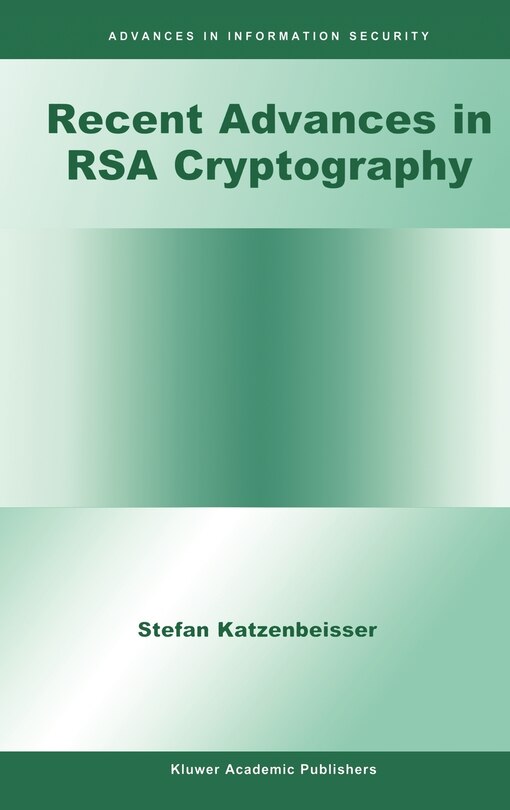 Couverture_Recent Advances In Rsa Cryptography