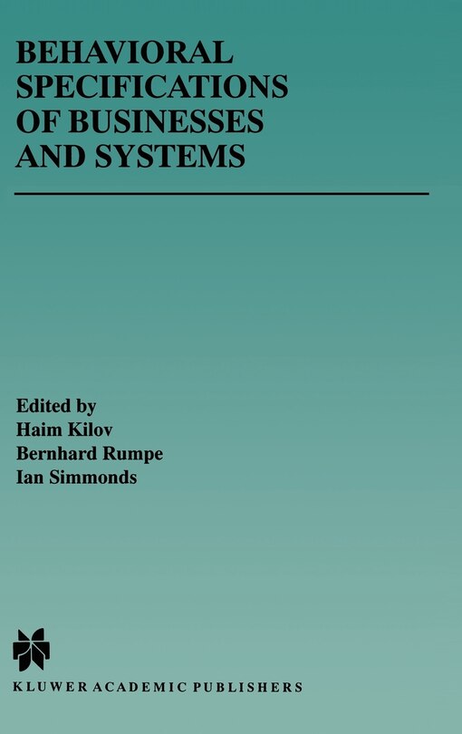Front cover_Behavioral Specifications Of Businesses And Systems