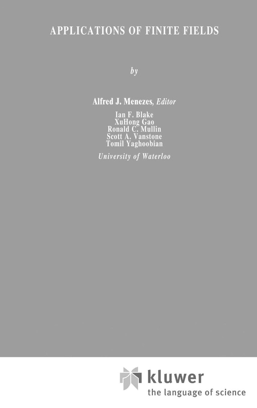 Front cover_Applications Of Finite Fields