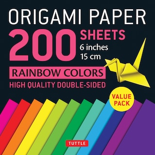 Origami Paper 200 sheets Rainbow Colors 6 (15 cm): Tuttle Origami Paper: Double Sided Origami Sheets Printed with 12 Different Designs (Instructions for 6 Projects Included)