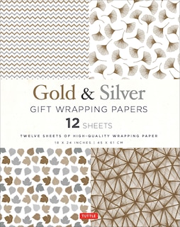 Gold & Silver Gift Wrapping Papers - 12 Sheets: 18 x 24 inch (45 x 61 cm) Wrapping Paper