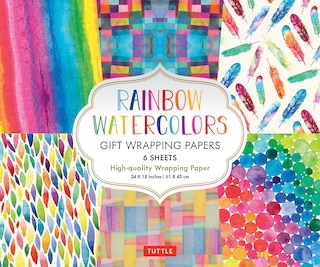 Front cover_Rainbow Watercolors Gift Wrapping Papers - 6 sheets