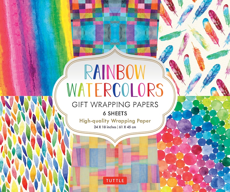 Front cover_Rainbow Watercolors Gift Wrapping Papers - 6 sheets