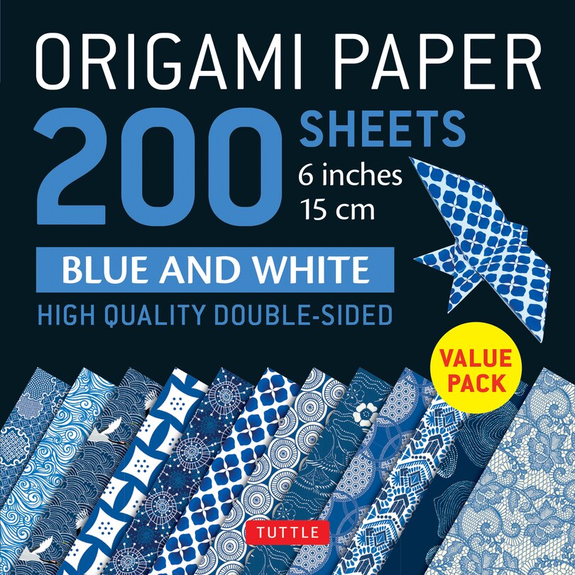 Front cover_Origami Paper 200 sheets Blue and White Patterns 6 (15 cm)