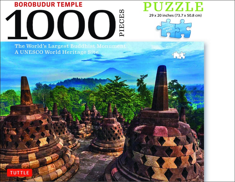 Borobudur Temple, Indonesia - 1000 Piece Jigsaw Puzzle: The World's Largest Buddhist Monument, A UNESCO World Heritage Site (Finished Size 29 in. X 20 in.)