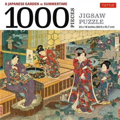 A Japanese Garden in Summertime - 1000 Piece Jigsaw Puzzle: A Scene from THE TALE OF GENJI, Woodblock Print (Finished Size 24 in X 18 in)