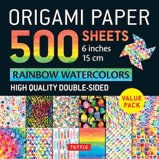 Front cover_Origami Paper 500 sheets Rainbow Watercolors 6 (15 cm)