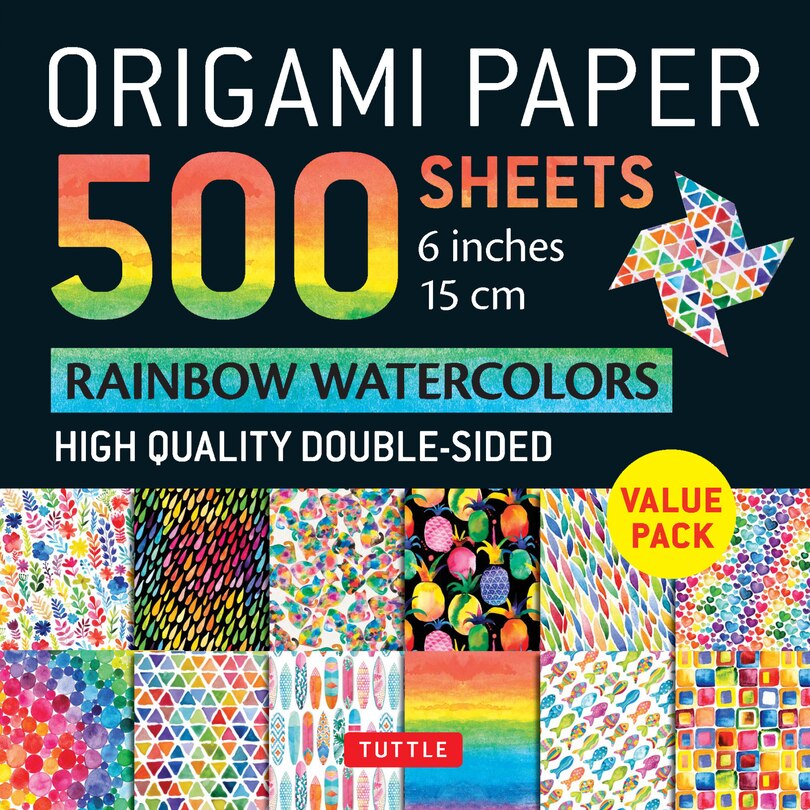 Front cover_Origami Paper 500 sheets Rainbow Watercolors 6 (15 cm)