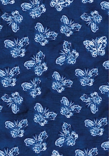 Front cover_Shibori Indigo Butterflies Dotted Paperback Journal