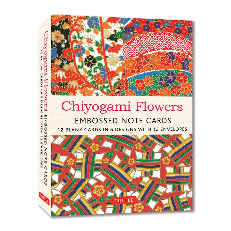 Couverture_Chiyogami Flowers Embossed Note Cards - 12 Cards