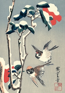 Front cover_Journal Sparrows and Camellia in Snow by Hiroshige, Lined PB