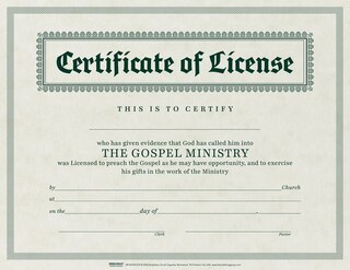Couverture_Certificate of License for Minister - Parchment