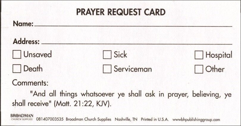 Front cover_Prayer Request Card (Package of 100)