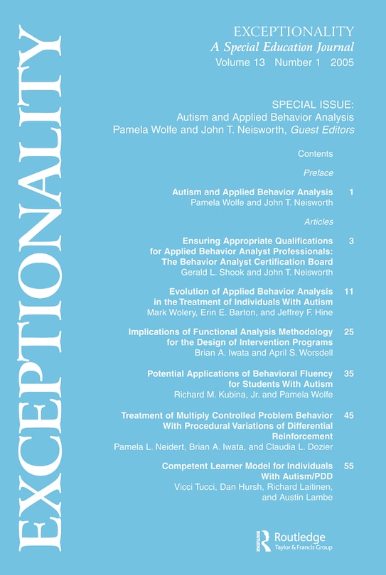 Front cover_Autism and Applied Behavior Analysis