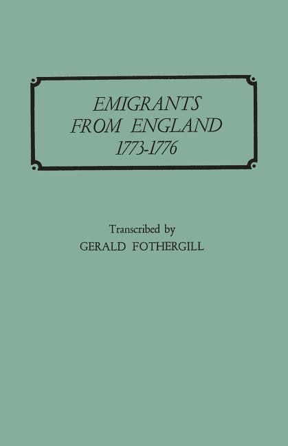 Front cover_Emigrants from England, 1773-1776