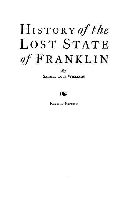 Front cover_History of the Lost State of Franklin