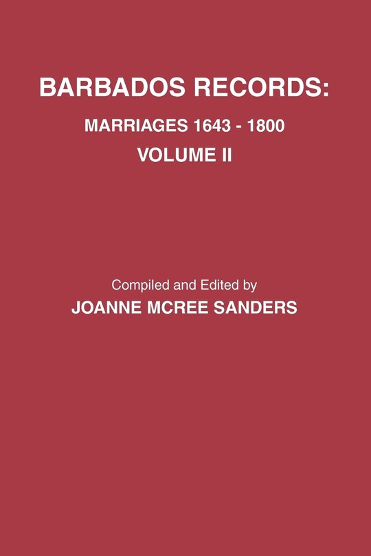 Front cover_Barbados Records. Marriages, 1643-1800