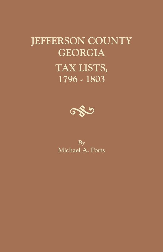Couverture_Jefferson County, Georgia, Tax Lists, 1796-1803