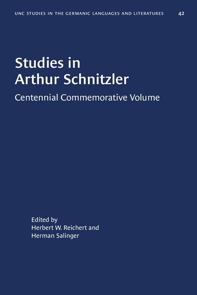 Front cover_Studies In Arthur Schnitzler
