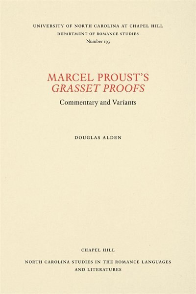 Couverture_Marcel Proust's Grasset Proofs