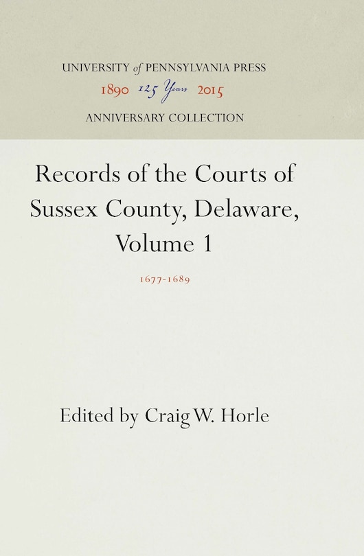 Front cover_Records of the Courts of Sussex County, Delaware, Volume 1