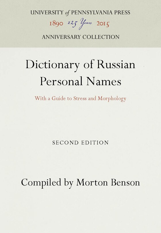 Front cover_Dictionary of Russian Personal Names