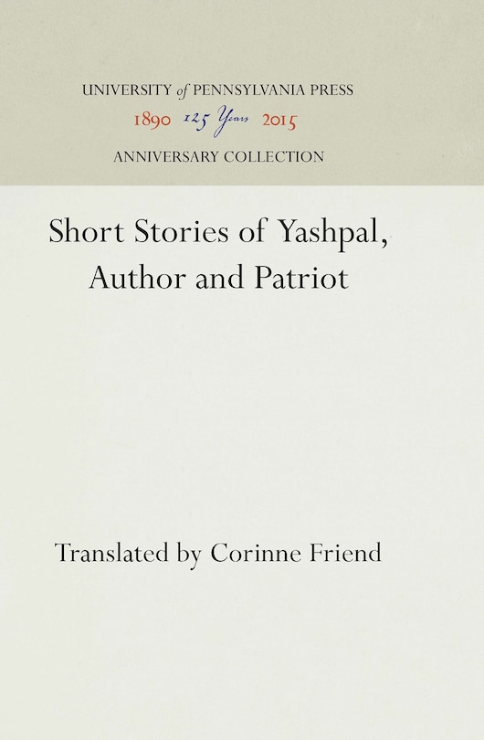Front cover_Short Stories of Yashpal, Author and Patriot