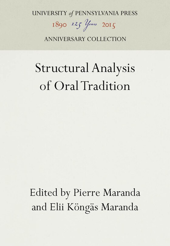 Front cover_Structural Analysis of Oral Tradition