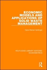 Couverture_Economic Models And Applications Of Solid Waste Management