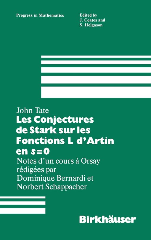 Couverture_Les Conjectures de Stark sur les Fonctions L d'Artin en s=0