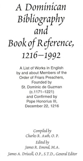 Couverture_A Dominican Bibliography and Book of Reference, 1216-1992