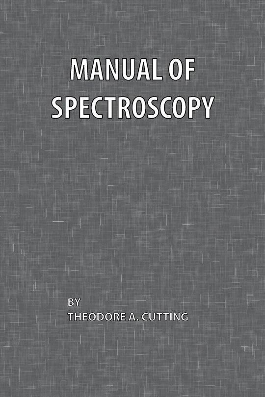 Front cover_Manual Of Spectroscopy